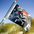 thumbnail image 2 of In the Breeze 3714 — Smokin' Pirate Printed 12"x18" Double Sided Grommet Flag, Outdoor Pirate Boat Flag, 2 of 2