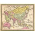 thumbnail image 2 of Vintage Maps 14x12 Black Ornate Wood Framed with Double Matting Museum Art Print Titled - Asia 1849, 2 of 4