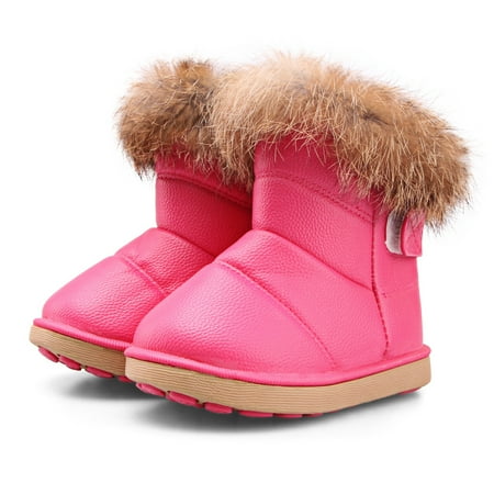 

Girls Warm Leather Hook & Loop Fastener Snow Boots Outdoor Shoes Autumn Winter
