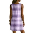 thumbnail image 4 of QUNYINEY A Line Sun Dresses for Women 2026 Mini Plaid Casual Sleeveless Tank Dress with Pockets Loose Fit Vacation V Neck Dresses, 4 of 7