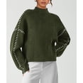thumbnail image 4 of Suéter PRETTYGARDEN Cuello Simulado Tejido Grueso Verde Militar M, 4 of 6