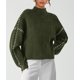 thumbnail image 4 of Suéter PRETTYGARDEN Cuello Simulado Tejido Grueso Verde Militar M, 4 of 6