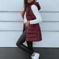 thumbnail image 4 of Long Puffer Vest Women 2025 Hooded Quilted Vests Winter Warm Sleeveless Lightweight Outerwear Jacket With Pockets Wine 2XL, 4 of 9