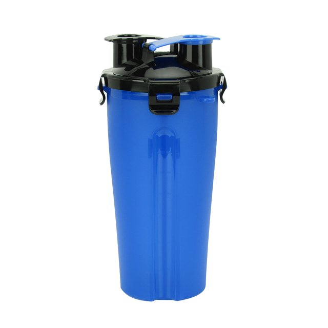 Al aire libre portátil mascota perro gato comida botella de agua contenedor viaje viaje Camping caminar (azul)