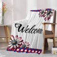 thumbnail image 7 of 4th of July Red Blue Flannel Blanket for Bed, Plaid Daisy Welcome Soft Cozy Warm Couch Throw Blanket, Lightweight Fluffy Plush Bedding Blankets for Sofa Decor All Season 60"x80", 7 of 7