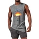 thumbnail image 1 of Camiseta sin mangas de cuello redondo para hombre, informal, a la moda, con estampado, deportiva, de poliéster, 1 of 5