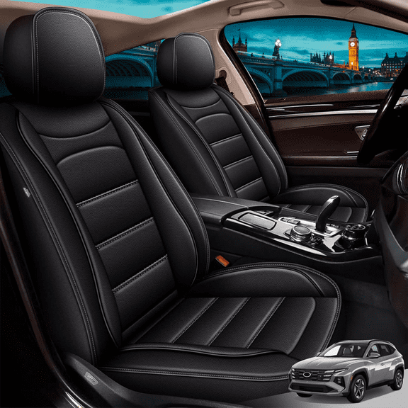 AOMSAZTO Custom Fit Full Set Seat Covers for Hyundai Tucson 2016-2024 2025, Faux Leather Full Coverage Pickup Car Seat Protectors (Black)