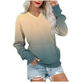 thumbnail image 2 of HOMBOM V-Neck Sweatshirt for Women Pullover with Pocket Khaki Solf Cute Gradient Long Sleeve Womens Tops, 2 of 5