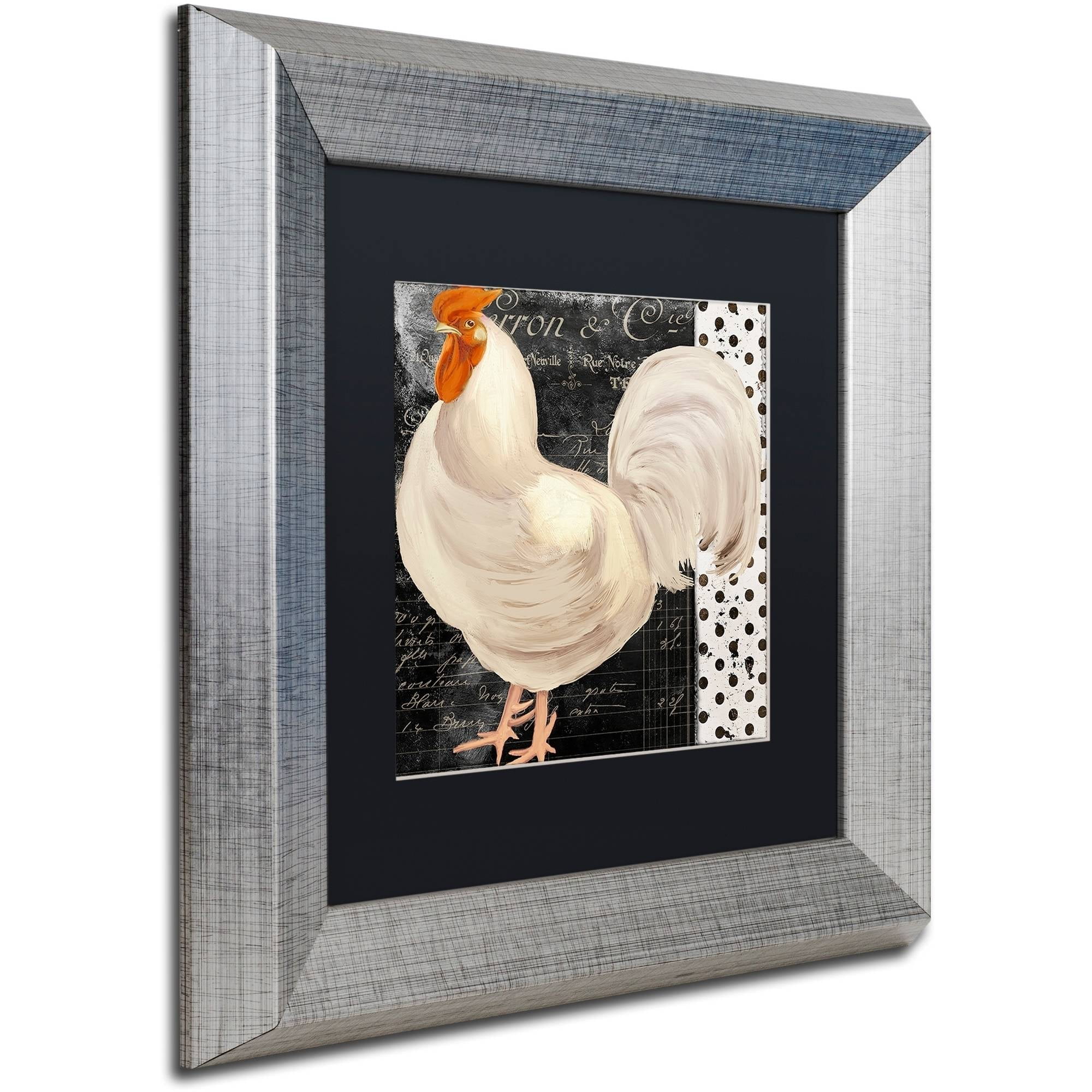 Trademark Fine Art "White Rooster Caf? II" Canvas Art by Color Bakery Black Matte, Silver Frame