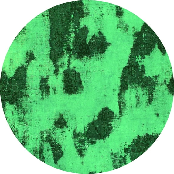Ahgly Company Indoor Round Abstract Green Modern Area Rugs, 3' Round