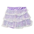 thumbnail image 6 of Doomiva Kids Girls Shiny Sequins Halter Tassel Crop Top with Mini Skirt Set Latin Jazz Salsa Samba Rumba Dance Outfits Light Purple 12, 6 of 7