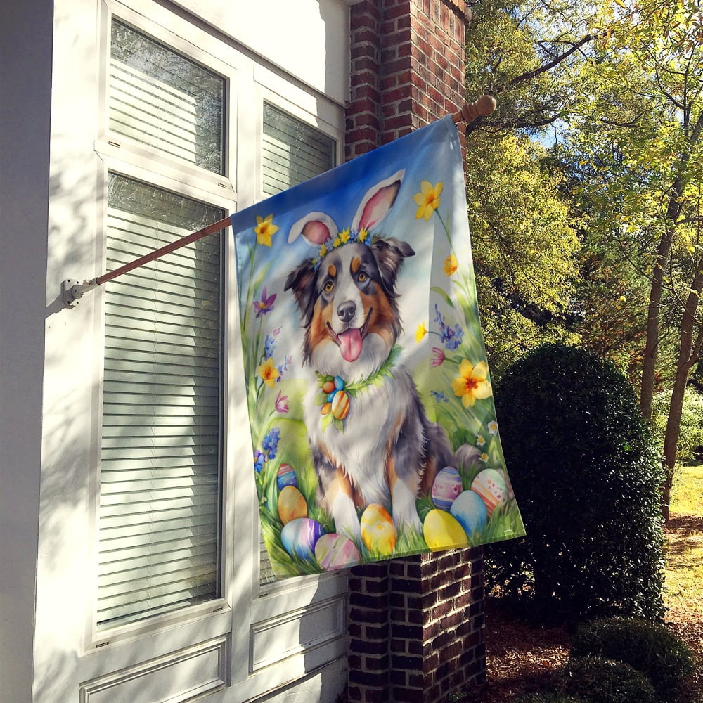 Australian Shepherd Easter Egg Hunt House Flag 28 in x 40 in