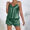 thumbnail image 3 of Women's Plus Size Pajama Set Short Strap Sleeveless Top & Shorts Solid Color Sexy Sleepwear Loungewear for Women Spring Summer Nightwear Green XL, 3 of 5