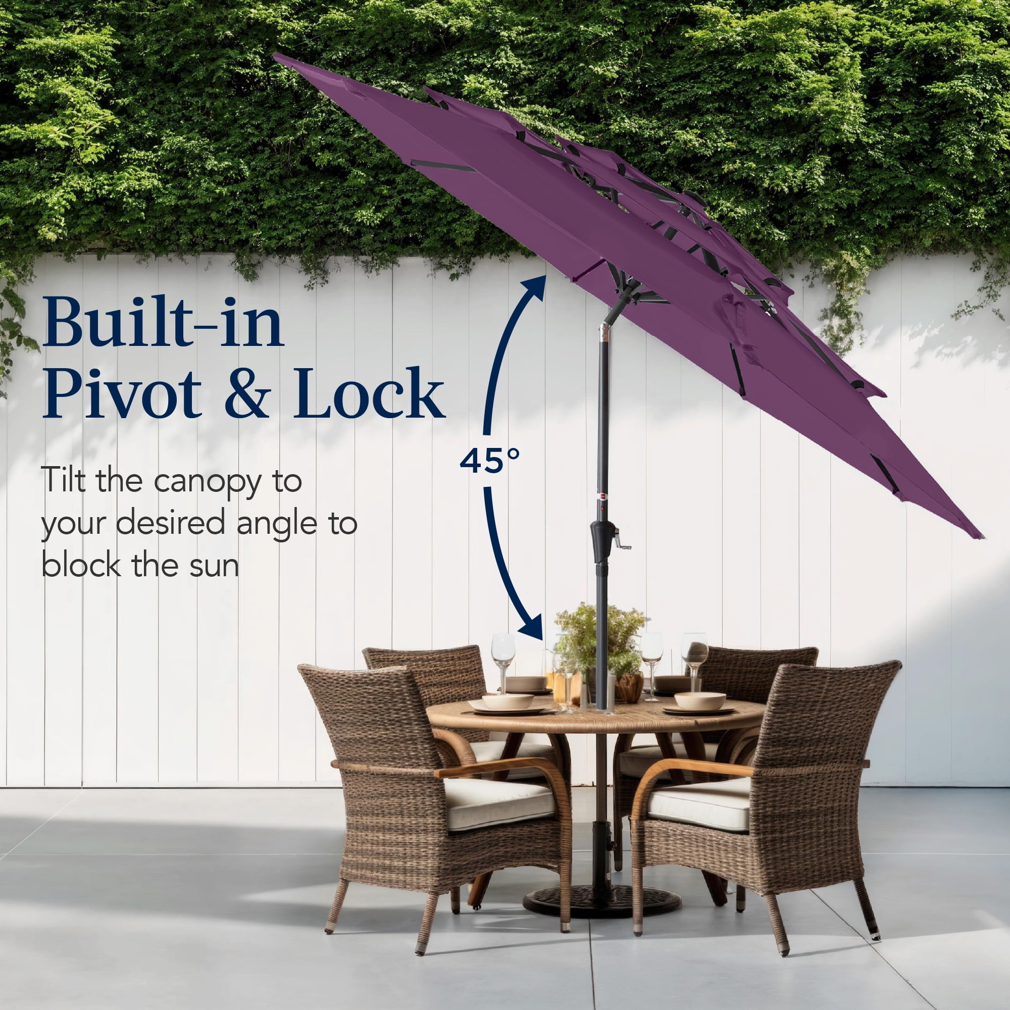 Best Choice Products 10ft 3-Tier Patio Umbrella, Market Sun Shade w/ Tilt Adjustment, Easy Crank - Amethyst Purple