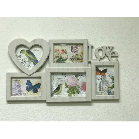 Wood Grain Heart Love Photo Frames Total 5 Photoframes Heart