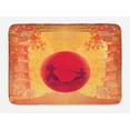 thumbnail image 1 of Japanese Bath Mat, Warrior Ninjas at Sunset Between Temples with Flowers Spiritual Theme, Non-Slip Plush Mat Bathroom Kitchen Laundry Room Decor, 29.5 X 17.5 Inches, Mustard and Purple, Ambesonne, 1 of 2