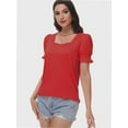 thumbnail image 4 of Women's Square Neck Tops Ruffle Trim Sleeve T-Shirts for Summer Casual Short Tees, 4 of 7