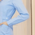 thumbnail image 4 of HAJWOH Womens Nurse Scrubs Dress Formal Lapel Neck Long Sleeve Button Down Work Dress Stretchy Comfort Workwear Blue XL, 4 of 5