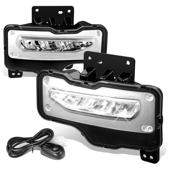 DNA Motoring For 2016-2018 GMC Sierra 1500 Chrome Full LED Fog Light Lamps w/Wiring Harness Switch