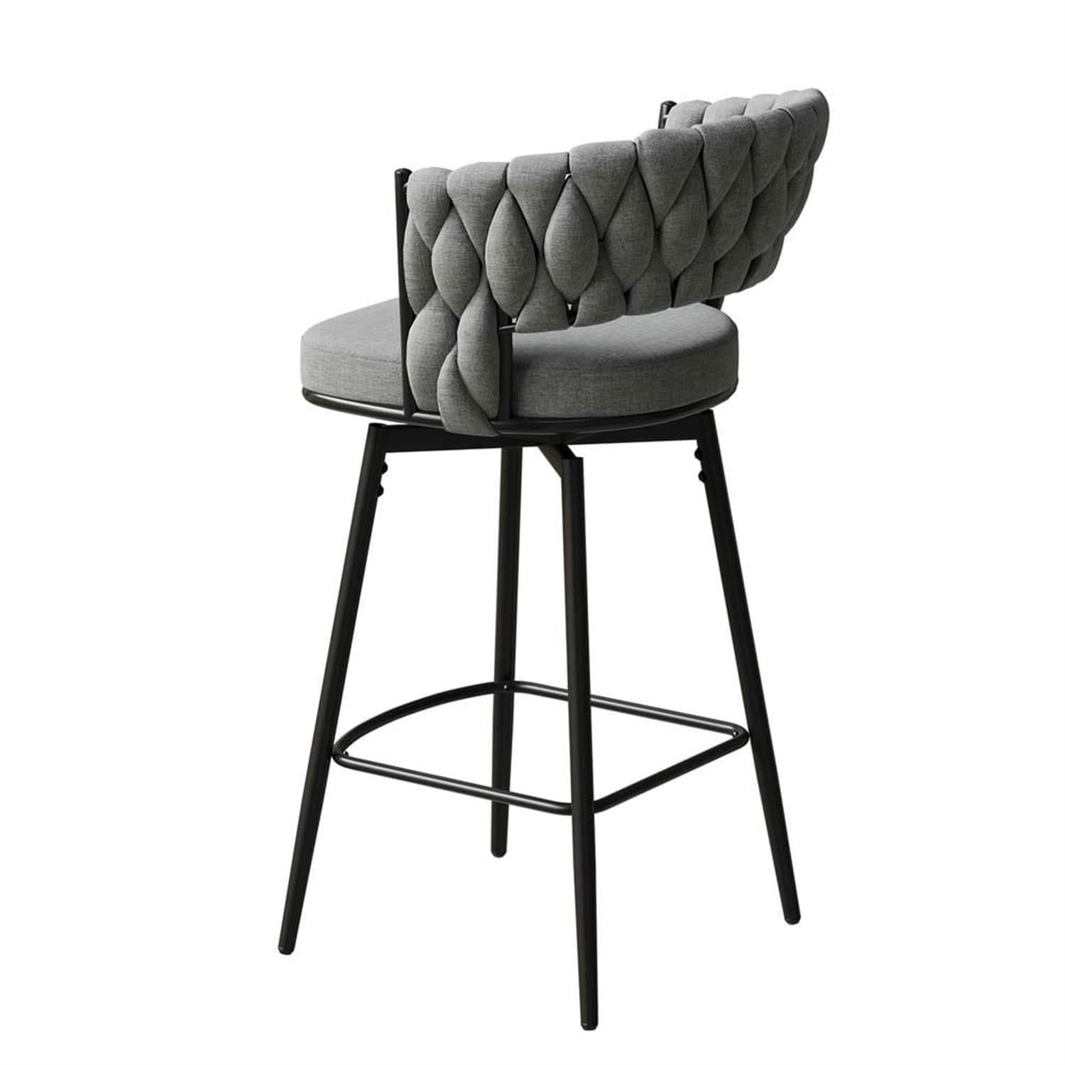 Demi Bonn 35" Counter Height Bar Stools Set of 2, Swivel Barstools with Soft Cushioned Back, Kitchen Island Countertop Chairs for Dining Room, Gray