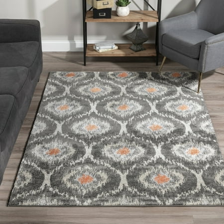 - Addison Rugs Platinum Collection Moroccan Ikat Grey/Orange/Multicolored Indoor Rectangular Area Rug