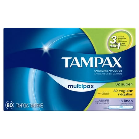 Tampax Cardboard Tampons, Light/Regular/Super Absorbency, Unscented (Choose Size and Count)