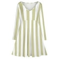 thumbnail image 3 of Aesthetic Green Beige And White Vertical Long Sleeve Dresses For Women Vintage Elegant Party Dress Oversized V-neck Dress S-8XL, 3 of 7