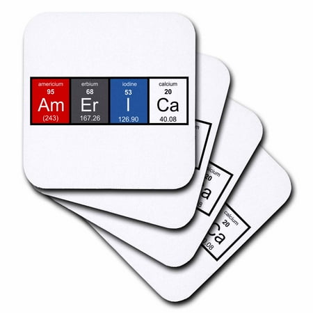 

3dRose America in Elements from Periodic Table - chemistry chemical science - Soft Coasters set of 8