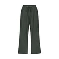 thumbnail image 4 of Seductiva Women's Casual Pants Linen Pants Women Summer Wide Leg Capri Pants Drawstring Elastic Waist Pants High Waisted Pants Casual Beach Trousers Business Work Casual Pants, 4 of 5