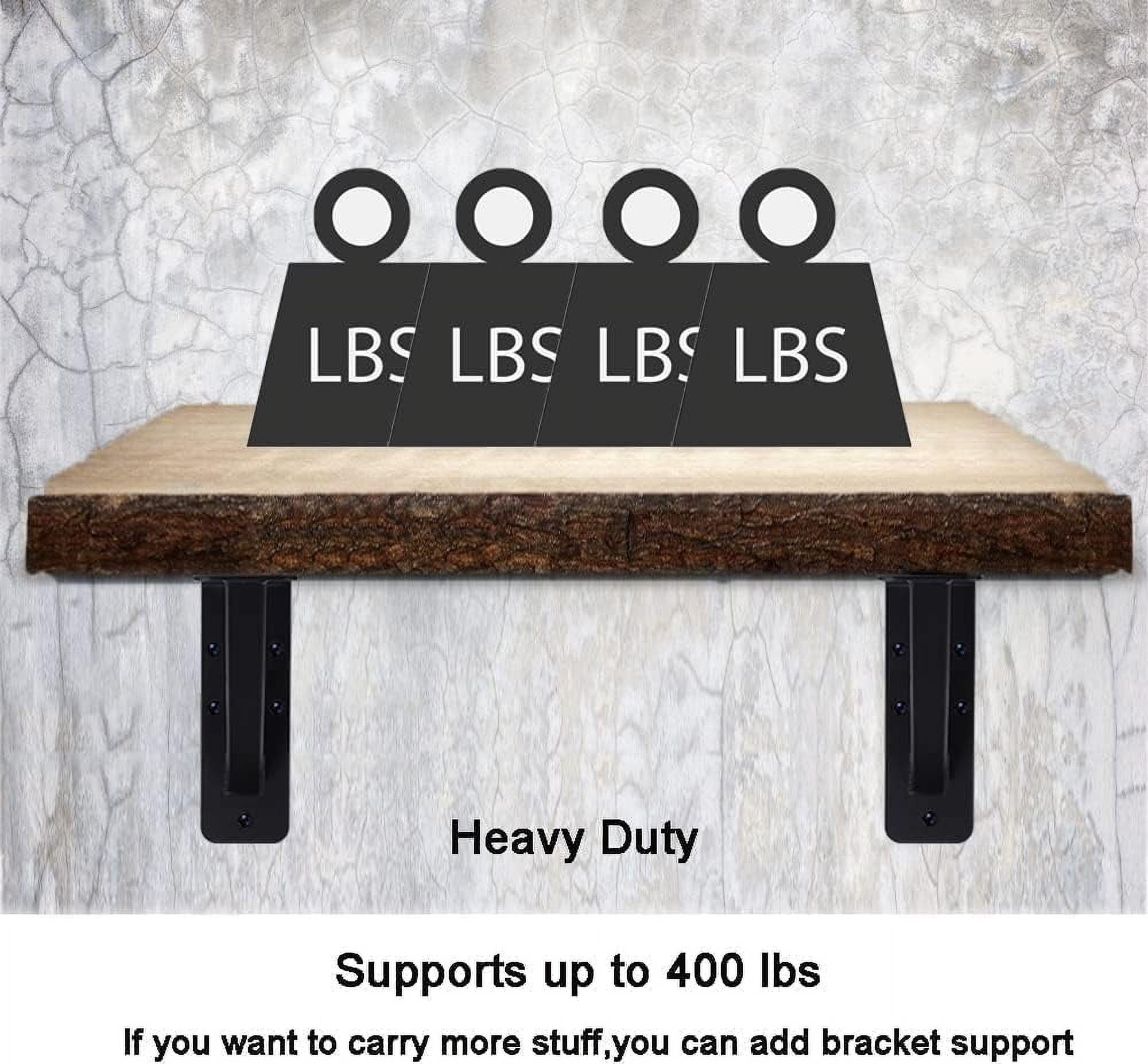 VANROUG 2Pcs Heavy Duty 12 Inch Shelf Brackets - Steel Mantel & Countertop Support Brackets for Tops & Cabinetry