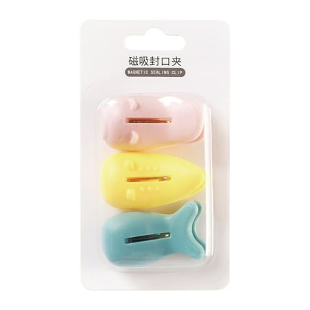 

XIAOFFENN 3pc Magnetic Attraction Food Bag Clip Seal Clip Milk Powder Snack Clip Sealer Kitchen Food Clip Potato Chips Milk Seal Clip