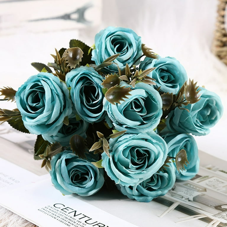 Teal sale artificial roses
