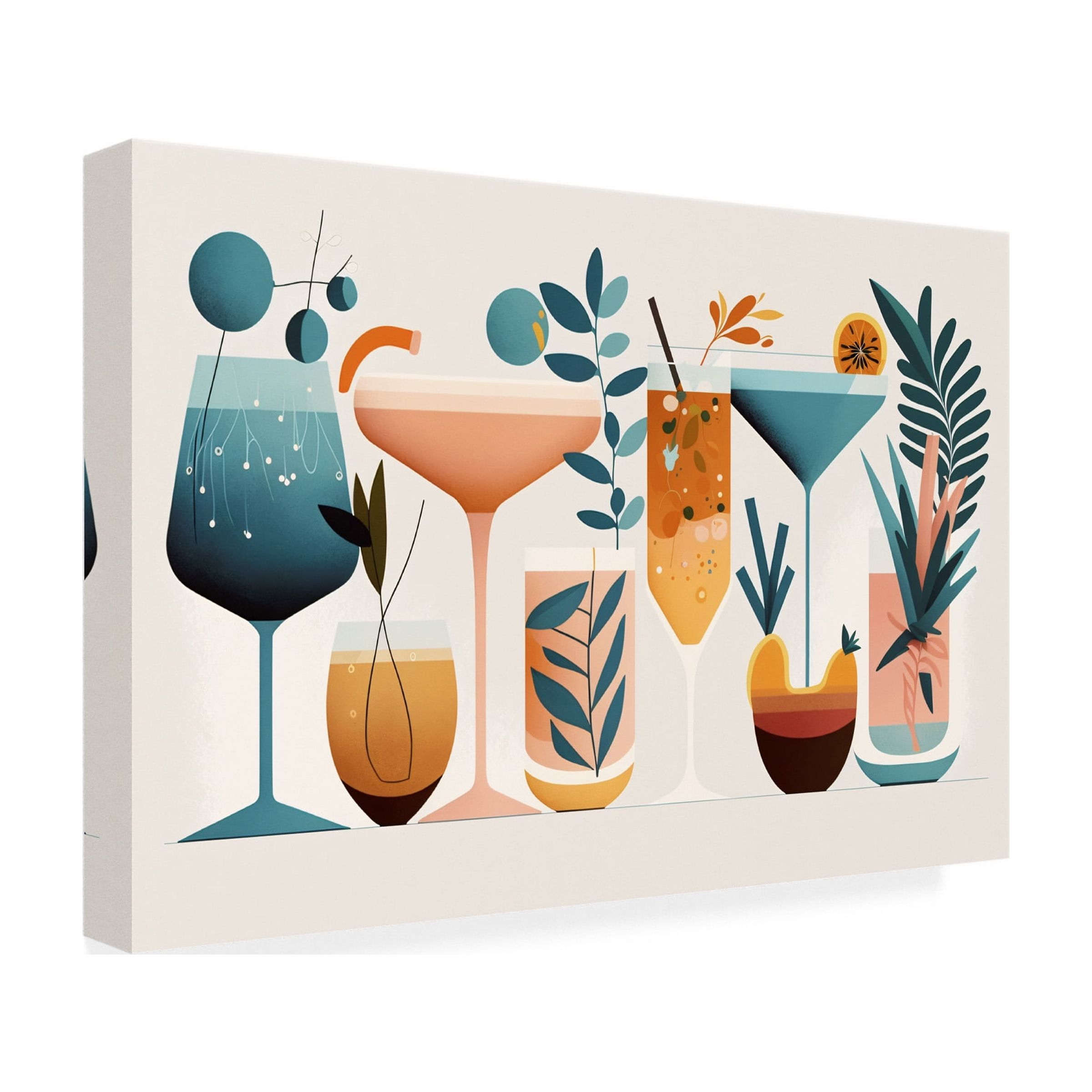 Canvas Wall Art - Ray Heere 'Mid Century Cocktails And Drinks 1' Wall Art for Living Room, Bedroom, or Office DÃ©cor by Trademark Fine Art - 24 x 16 Inches