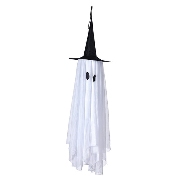 Cateissary Patrón de calabaza de Halloween Sombrero colgante Decoración horrible Plegable Cumpleaños Cosplay Adorno de fiesta para interiores y Kits de decoración para fiestas Blanco