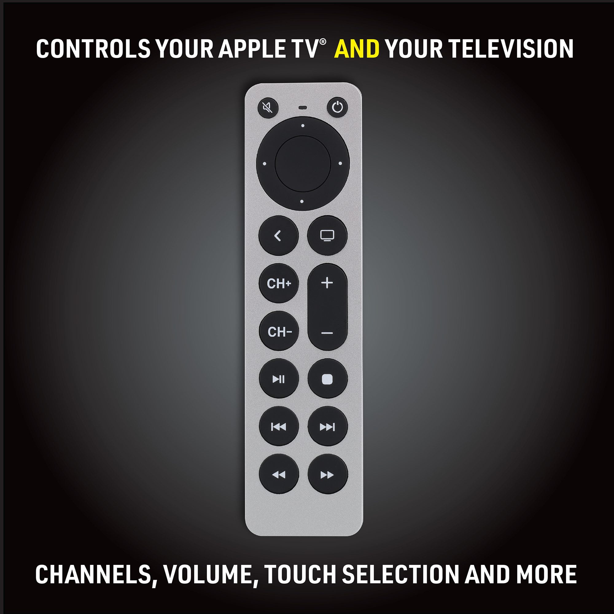Xtreme Universal Apple TV Remote Replacement for 1st-5th Generation, Controls TV & Apple TV, Large Buttons, Ergonomic Design – Requires 2x AAA Batteries