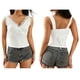 thumbnail image 1 of SAYOO Mujeres Encaje Flor Chaleco, Blanco Sin Mangas Escote en V Profundo Slim Fit Tank Tops Verano Camisola Ropa SAYOO casual, 1 of 7
