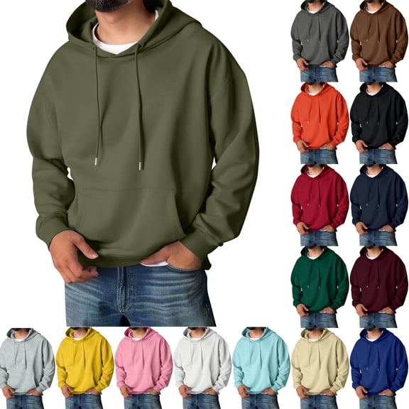 IAJDKMEK Men's Long Sleeve Hoodie Sweatshirt - Solid Color Athletic Pullover with Pocket, Perfect for Sports and Daily Wear, Breathable and Durable