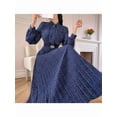 thumbnail image 4 of Women'S Knee-Length Spring and Autumn Dresses Bowknot Solid Color Shirt Sleeve Big Swing Long Dresses Dark Blue S, 4 of 7