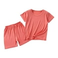 thumbnail image 1 of Birdeem Baby Boys and Girls Round Neck Short Sleeved Solid Color T-Shirt Low Waisted Shorts Set, 1 of 1