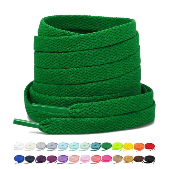 Stepace [2 Pairs Flat Shoe Laces for Sneakers 5/16"" Width 30""-72"" Length 26 Color Shoelaces Green 54""(137 cm)