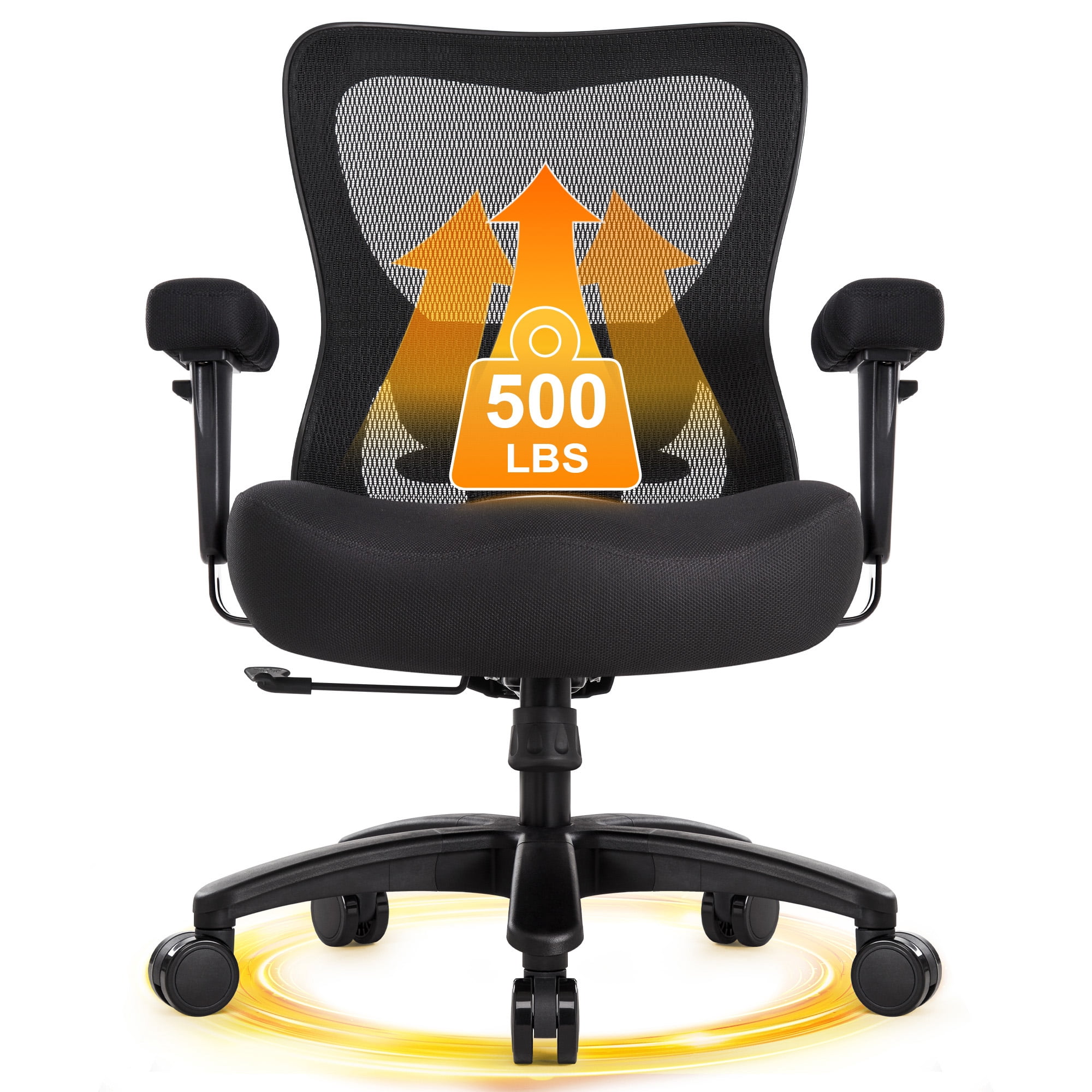 Ergonomic Big and Tall Office Chair 500lbs, Heavy Duty Executive Mesh Desk Chair with Lumbar Support & Flip-Up Arms, Wide Seat Computer Chair