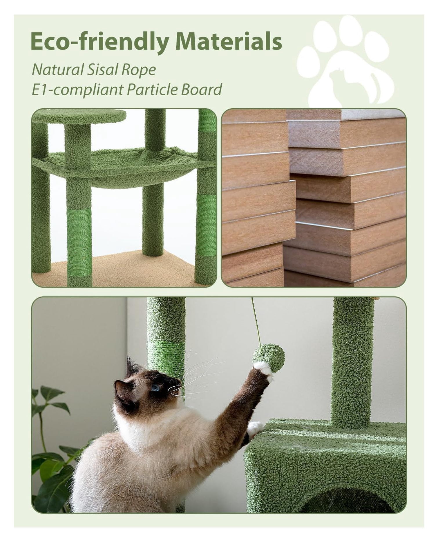 Cactus Cat Tree for Large Cats, 56.3" Cat Tower with Hammock