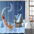 thumbnail image 2 of FMSHPON Christmas Night Scene Santa Claus 4 Piece Bathroom Set Shower Curtain Bath Rug Contour Mat and Toilet Lid Cover, 2 of 8
