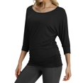 thumbnail image 1 of Blusa para Mujer con Mangas 3/4 y Frunces Laterales en Negro, 1 of 5