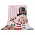 thumbnail image 2 of Christmas Snowman Throw Flannel Blanket 30x40In Snowflake Gift Bird Winter Pink Super Soft Cozy Bed Blanket, Lightweight Plush Fuzzy Bed Throw for Bedroom Sofa Couch Living Room, 2 of 4