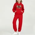 thumbnail image 2 of Piuwrlz Girls 2pcs Jogger Set Kids Sweatsuits Sets Pocket Round Neck Sweats and Sweatpants Red Size 11 Years, 2 of 7