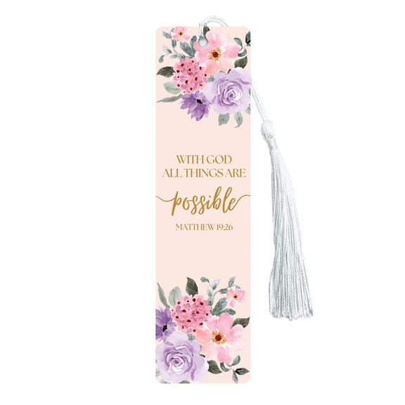 Christian Verses Metal Bookmark | Page Marker Divider | With God All Things Are Possible (Matthew 19:26)