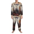 thumbnail image 3 of Salouo Romantic Flower Fox Couple Print Button-Front Long Sleeve Pajama Set for Men, Soft 2Pjs Men's Long Sleeve Sleepwear-Medium, 3 of 7