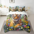 thumbnail image 2 of Manfei Safari Tiger Pattern 7pcs Bedding Comforter Set,Watercolor Daisy Flower Queen Bedding Sets,Colorful Scenery Queen Sheet Sets For Kids,Microfiber Bedroom Decor Reversible, 2 of 8