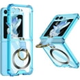 thumbnail image 2 of Ring Kickstand Magnetic Case for Samsung Galaxy Z Flip 5 4 5G Compatible with Magsafe,Shockproof Transparent Anti-Yellow for Women Men Armor Cover (Blue,for Samsung Z Flip 5), 2 of 13
